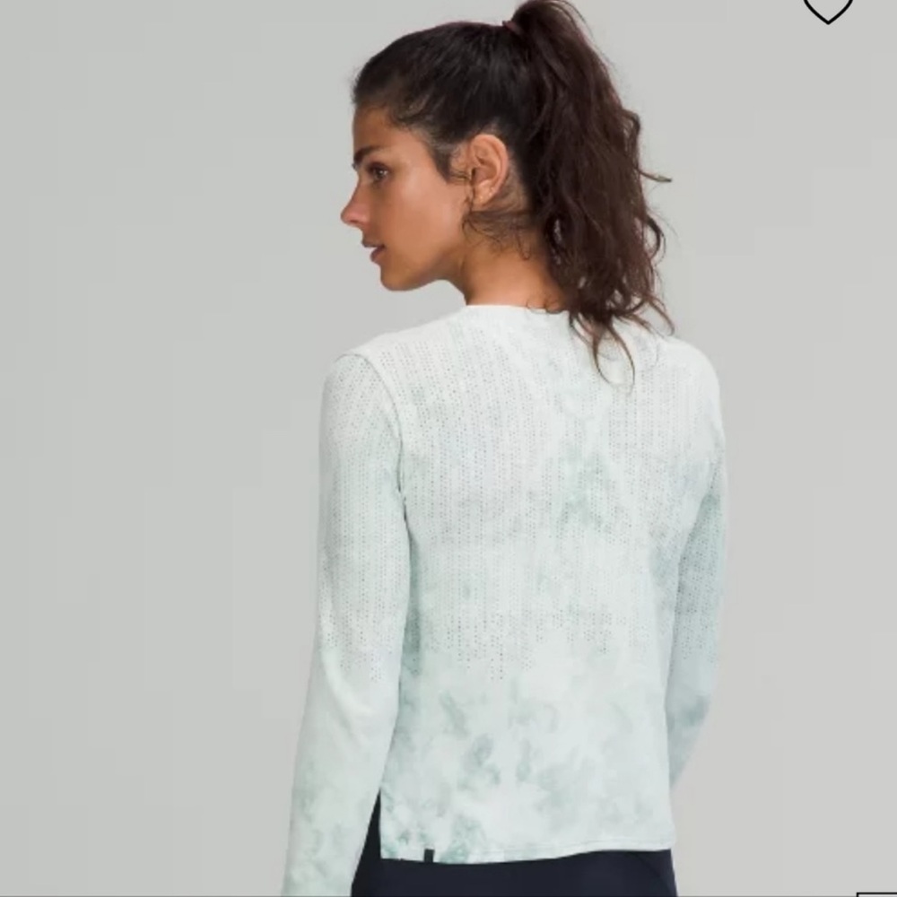 NWT lululemon Train to be Long sleeve tie dye green/white Top- RSWR/LW3EIPD - Picture 2 of 12